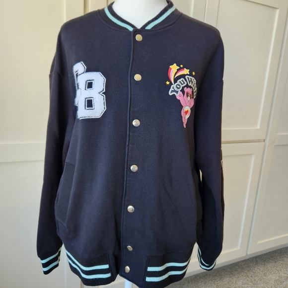 Divided Sweaters - Care Bears You Wish Sweater Jacket Black Kidcore 80's Sporty Cute Fandom Small